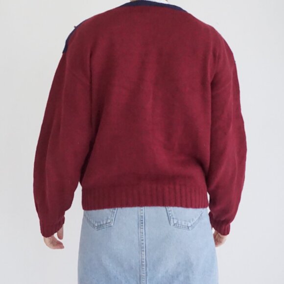 VTG Huntington Ridge Burgundy Paisley Beaded Embroidered Cardigan Prep Grandma M - Picture 2 of 10